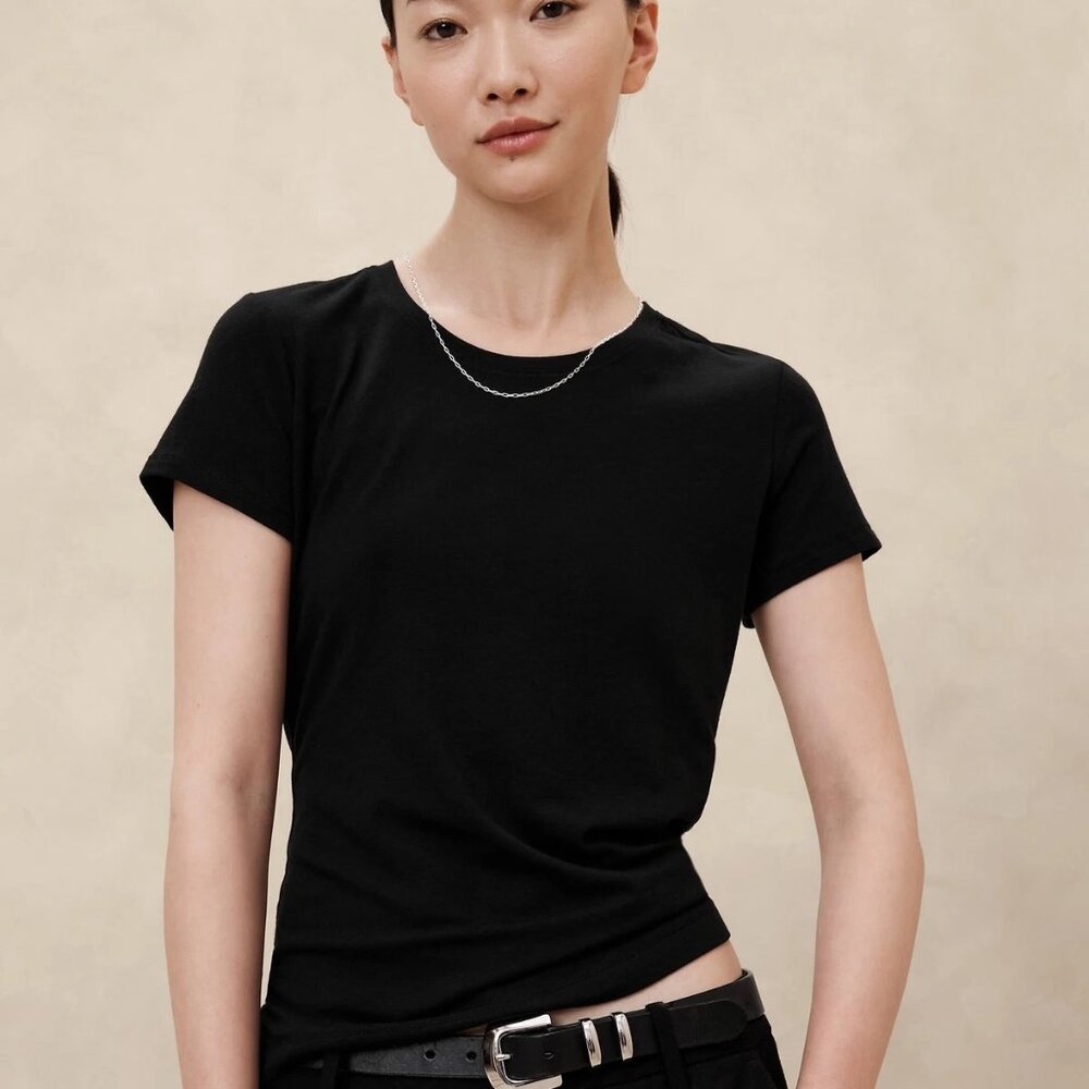 NEW Banana Republic XS Timeless Tee Black Crewneck Tshirt Short Sleeve Top